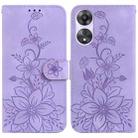 For OPPO A58 5G / A78 5G Lily Embossed Leather Phone Case(Purple) - 1