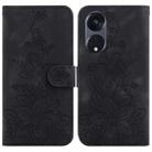 For OPPO Reno8 T 5G / A1 Pro 5G Lily Embossed Leather Phone Case(Black) - 1