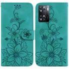 For OPPO A57 5G/A57 4G/A77 5G/K10 5G Lily Embossed Leather Phone Case(Green) - 1