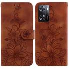 For OPPO A57 5G/A57 4G/A77 5G/K10 5G Lily Embossed Leather Phone Case(Brown) - 1