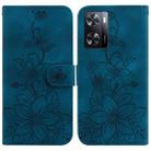 For OPPO A57 5G/A57 4G/A77 5G/K10 5G Lily Embossed Leather Phone Case(Dark Blue) - 1