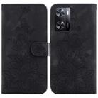 For OPPO A57 5G/A57 4G/A77 5G/K10 5G Lily Embossed Leather Phone Case(Black) - 1