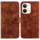 For OPPO Reno9 Pro Lily Embossed Leather Phone Case(Brown) - 1