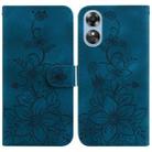 For OPPO A17 / A17k Lily Embossed Leather Phone Case(Dark Blue) - 1