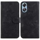 For OPPO A17 / A17k Lily Embossed Leather Phone Case(Black) - 1