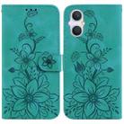 For OPPO A96 5G / Reno7 Z 5G Lily Embossed Leather Phone Case(Green) - 1