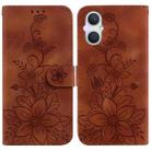 For OPPO A96 5G / Reno7 Z 5G Lily Embossed Leather Phone Case(Brown) - 1