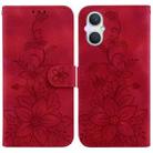 For OPPO A96 5G / Reno7 Z 5G Lily Embossed Leather Phone Case(Red) - 1