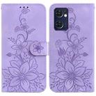 For OPPO Reno7 5G Global / Find X5 Lite Lily Embossed Leather Phone Case(Purple) - 1