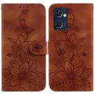 For OPPO Reno7 5G Global / Find X5 Lite Lily Embossed Leather Phone Case(Brown) - 1