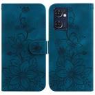 For OPPO Reno7 5G Global / Find X5 Lite Lily Embossed Leather Phone Case(Dark Blue) - 1