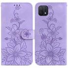 For OPPO A16K Lily Embossed Leather Phone Case(Purple) - 1
