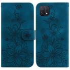 For OPPO A16K Lily Embossed Leather Phone Case(Dark Blue) - 1