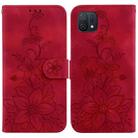 For OPPO A16K Lily Embossed Leather Phone Case(Red) - 1