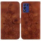 For OPPO K9s 5G / Realme 9 5G Speed Lily Embossed Leather Phone Case(Brown) - 1