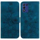 For OPPO K9s 5G / Realme 9 5G Speed Lily Embossed Leather Phone Case(Dark Blue) - 1