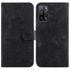 For OPPO A55 5G/A53s 5G/A54 4G/A16 Lily Embossed Leather Phone Case(Black) - 1
