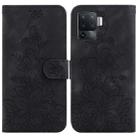 For OPPO A94 4G / F19 Pro / Reno5 F Lily Embossed Leather Phone Case(Black) - 1