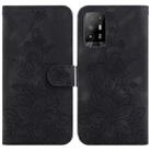 For OPPO A94 5G / F19 Pro+ 5G / Reno5 Z Lily Embossed Leather Phone Case(Black) - 1