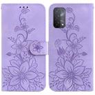 For OPPO A74 5G / A93 5G / A54 5G Lily Embossed Leather Phone Case(Purple) - 1