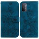 For OPPO A74 5G / A93 5G / A54 5G Lily Embossed Leather Phone Case(Dark Blue) - 1