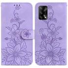 For OPPO A74 4G / F19 4G Lily Embossed Leather Phone Case(Purple) - 1