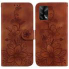 For OPPO A74 4G / F19 4G Lily Embossed Leather Phone Case(Brown) - 1