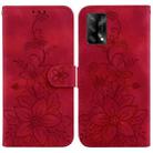 For OPPO A74 4G / F19 4G Lily Embossed Leather Phone Case(Red) - 1