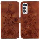 For OPPO Find X3 Neo / Reno5 Pro+ 5G Lily Embossed Leather Phone Case(Brown) - 1