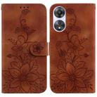 For OPPO A58 4G Lily Embossed Leather Phone Case(Brown) - 1