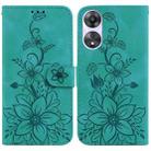 For OPPO A78 4G Lily Embossed Leather Phone Case(Green) - 1