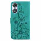 For OPPO A78 4G Lily Embossed Leather Phone Case(Green) - 3