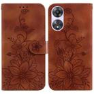For OPPO A78 4G Lily Embossed Leather Phone Case(Brown) - 1