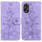 For OPPO A38 4G / A18 Lily Embossed Leather Phone Case(Purple) - 1