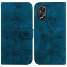 For OPPO A38 4G / A18 Lily Embossed Leather Phone Case(Dark Blue) - 1