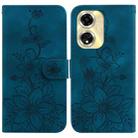 For OPPO A59 5G / A2M Lily Embossed Leather Phone Case(Dark Blue) - 1