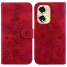 For OPPO A59 5G / A2M Lily Embossed Leather Phone Case(Red) - 1