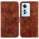 For OPPO Reno11 F Global Lily Embossed Leather Phone Case(Brown) - 1