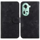 For OPPO Reno11 Global Lily Embossed Leather Phone Case(Black) - 1