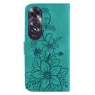 For OPPO A60 4G Lily Embossed Leather Phone Case(Green) - 3