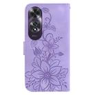 For OPPO A60 4G Lily Embossed Leather Phone Case(Purple) - 3