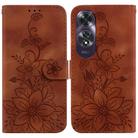 For OPPO A60 4G Lily Embossed Leather Phone Case(Brown) - 1