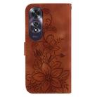 For OPPO A60 4G Lily Embossed Leather Phone Case(Brown) - 3