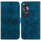 For OPPO A60 4G Lily Embossed Leather Phone Case(Dark Blue) - 1