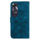 For OPPO A60 4G Lily Embossed Leather Phone Case(Dark Blue) - 3