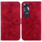 For OPPO A60 4G Lily Embossed Leather Phone Case(Red) - 1