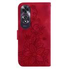 For OPPO A60 4G Lily Embossed Leather Phone Case(Red) - 3