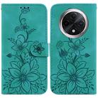 For OPPO A3 Pro 5G Lily Embossed Leather Phone Case(Green) - 1