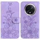 For OPPO A3 Pro 5G Lily Embossed Leather Phone Case(Purple) - 1