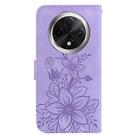 For OPPO A3 Pro 5G Lily Embossed Leather Phone Case(Purple) - 3